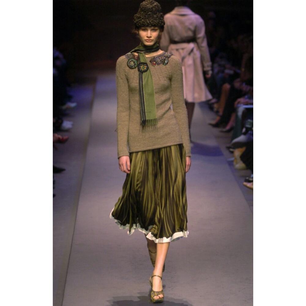 Prada Fall 2004 Runway Brown Yellow Plaid Preppy Sculptural Wedge Sandals IT 35 - Picture 14 of 14